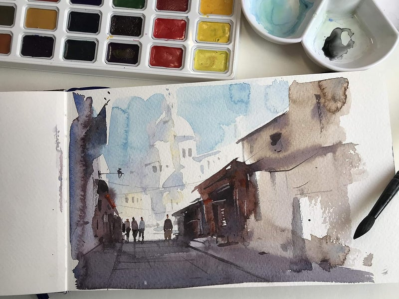 tumuarta Watercolor Journal, 3.5x5.5”, 140 LB, 300 GSM, Cotton Paper, Cold Press, 24 Sheets, 48 Pages, Watercolor Paper Sketchbooks for Use As Travel Notebook Mixed Media Pad On The Go - Image 4